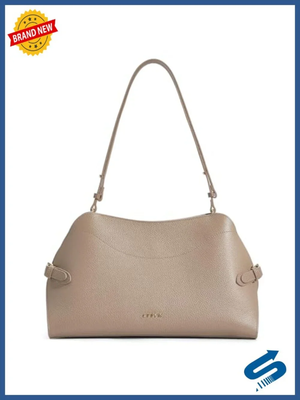 Genuine Leather Vintage Pebbled Structured Hobo Bag Convertible Shoulder